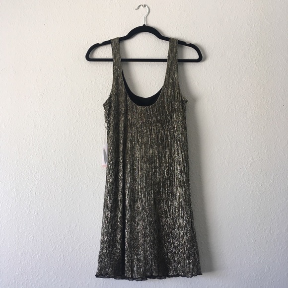 NWT Gold and Black Mini Dress - Picture 2 of 5
